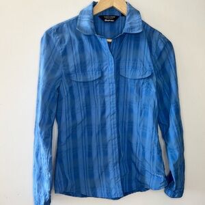 Rohan Insect shield Sanctuary Blue Plaid Tech Fabric women’s Shirt 8 MEDIUM